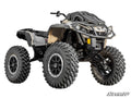A tan and black Can-Am Renegade ATV featuring a 5 Lift Kit, large off-road tires, and robust suspension is shown on a white background with the SuperATV logo in the bottom right corner.