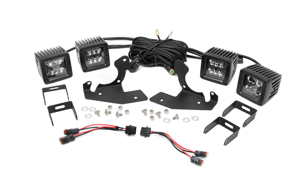 Rough Country LED Light | Fog Mount | Dual 2" Black Pairs | Chevy Silverado 1500/2500HD/3500HD 2WD/4WD