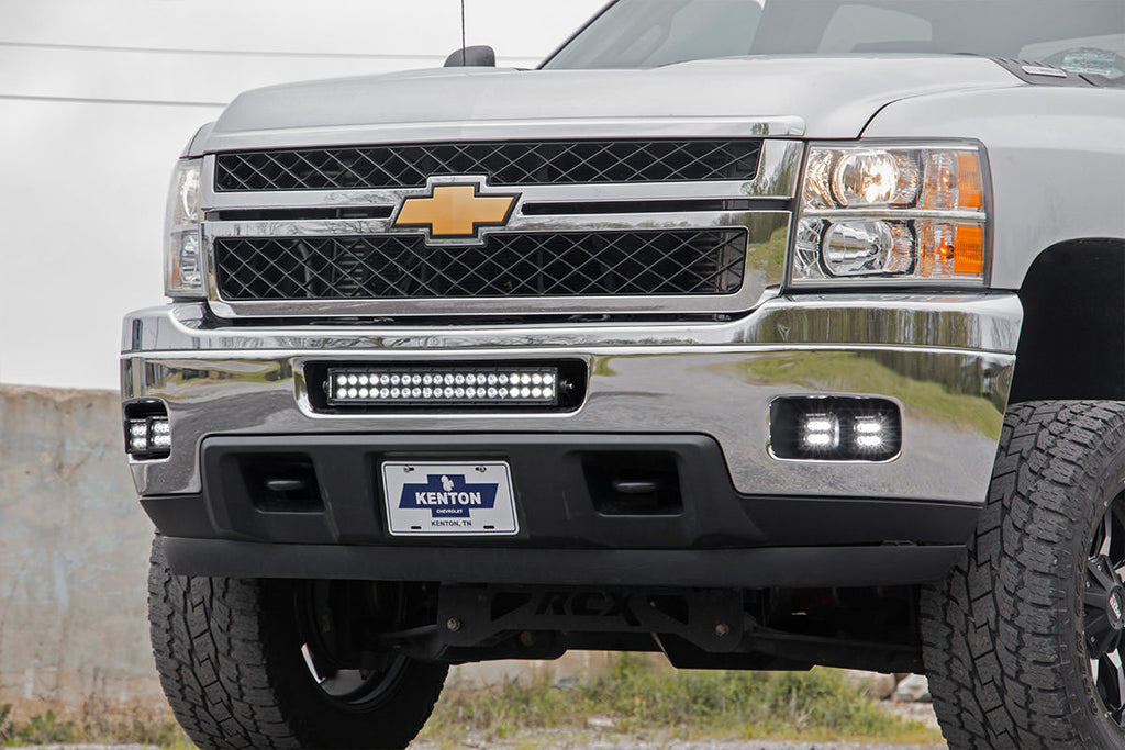 Rough Country Chevrolet LED Fog Light Kit | Black Series w/ White DRL (11-14 Silverado HD)