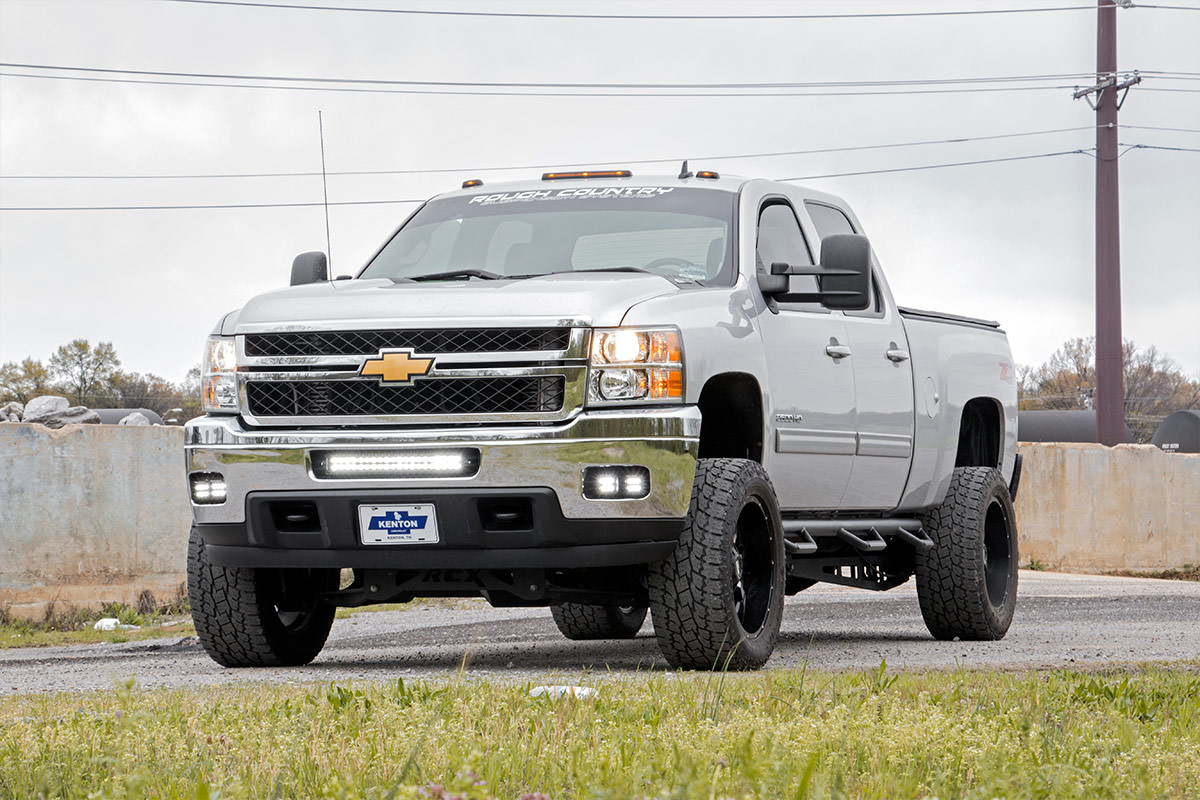Rough Country LED Light | Fog Mount | Dual 2" Black Pair | Chevy Silverado 2500 HD/3500 HD (11-14)