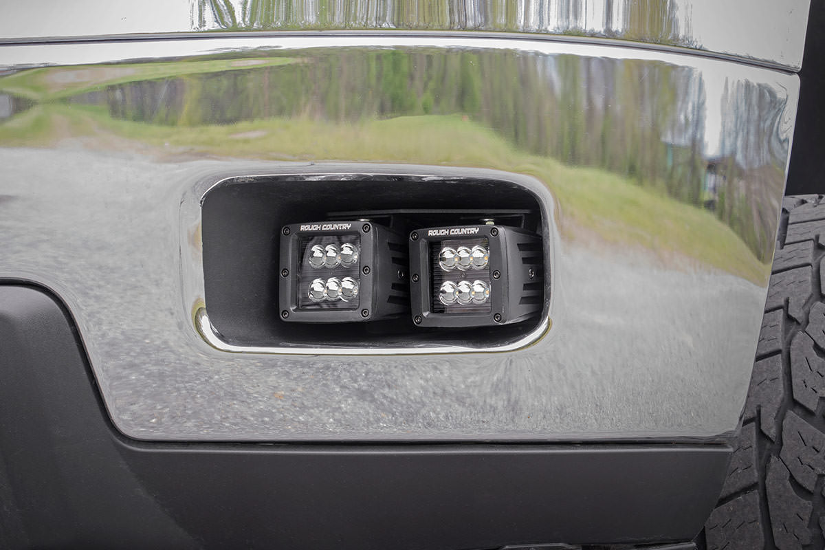 Rough Country Chevrolet LED Fog Light Kit | Black Series w/ White DRL (11-14 Silverado HD)
