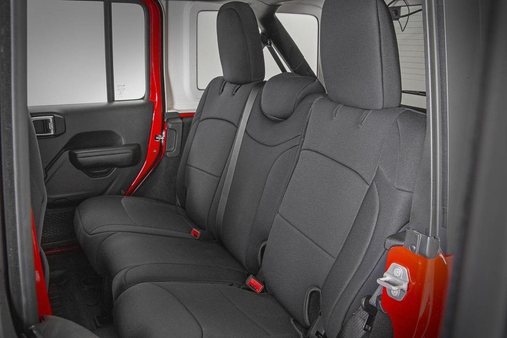 Rough Country Seat Covers | Front and Rear w/ Armrest | Jeep Wrangler JL (18-23)