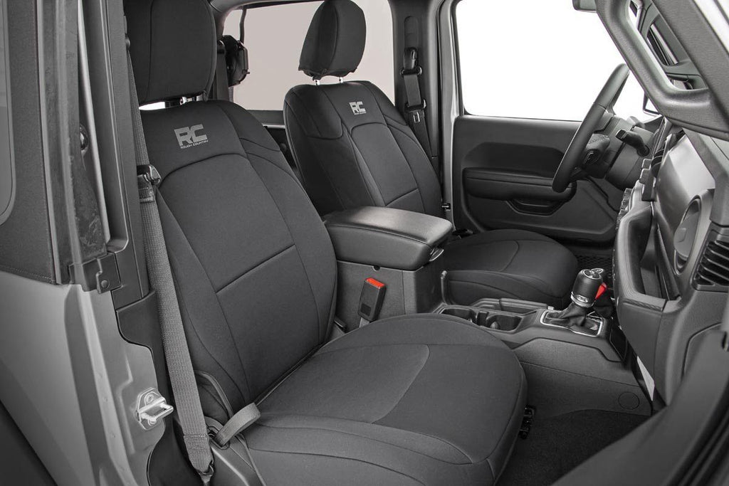 Rough Country Seat Covers | Front and Rear w/ Armrest | Jeep Wrangler JL (18-23)