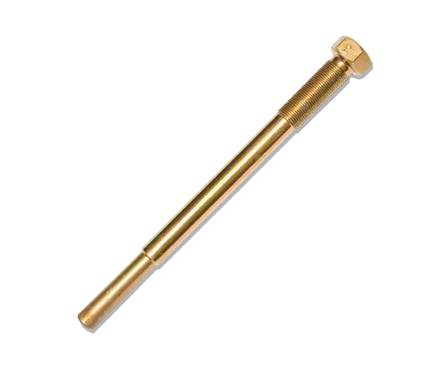 A Yamaha Clutch Puller with a hexagonal head, gold metallic finish, and a threaded upper section transitioning to a smooth lower shaft, displayed on a white background.