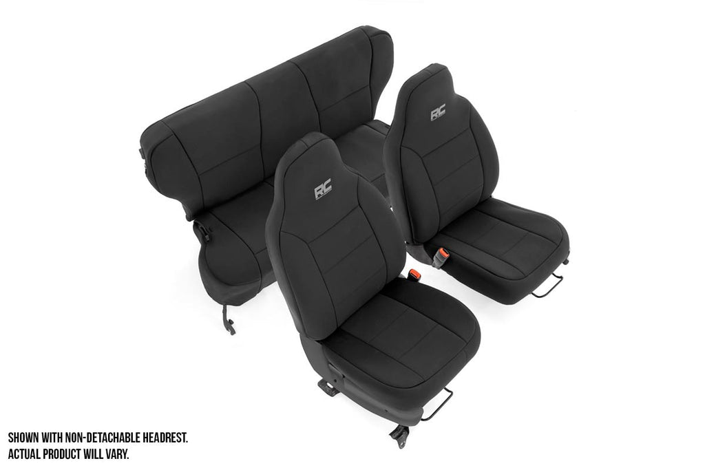 Rough Country Seat Covers | Detachable Headrest FR & RR | Jeep Cherokee XJ (97-01)