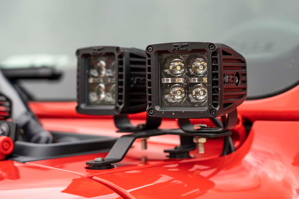 Rough Country Jeep Quad LED Light Pod Kit  - Black Series (18-21 JL / 20-21 Gladiator)