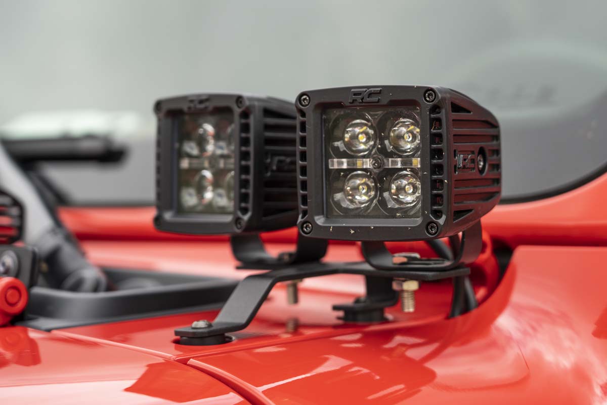 Rough Country Jeep Quad LED Light Pod Kit  - Black Series (18-21 JL / 20-21 Gladiator)