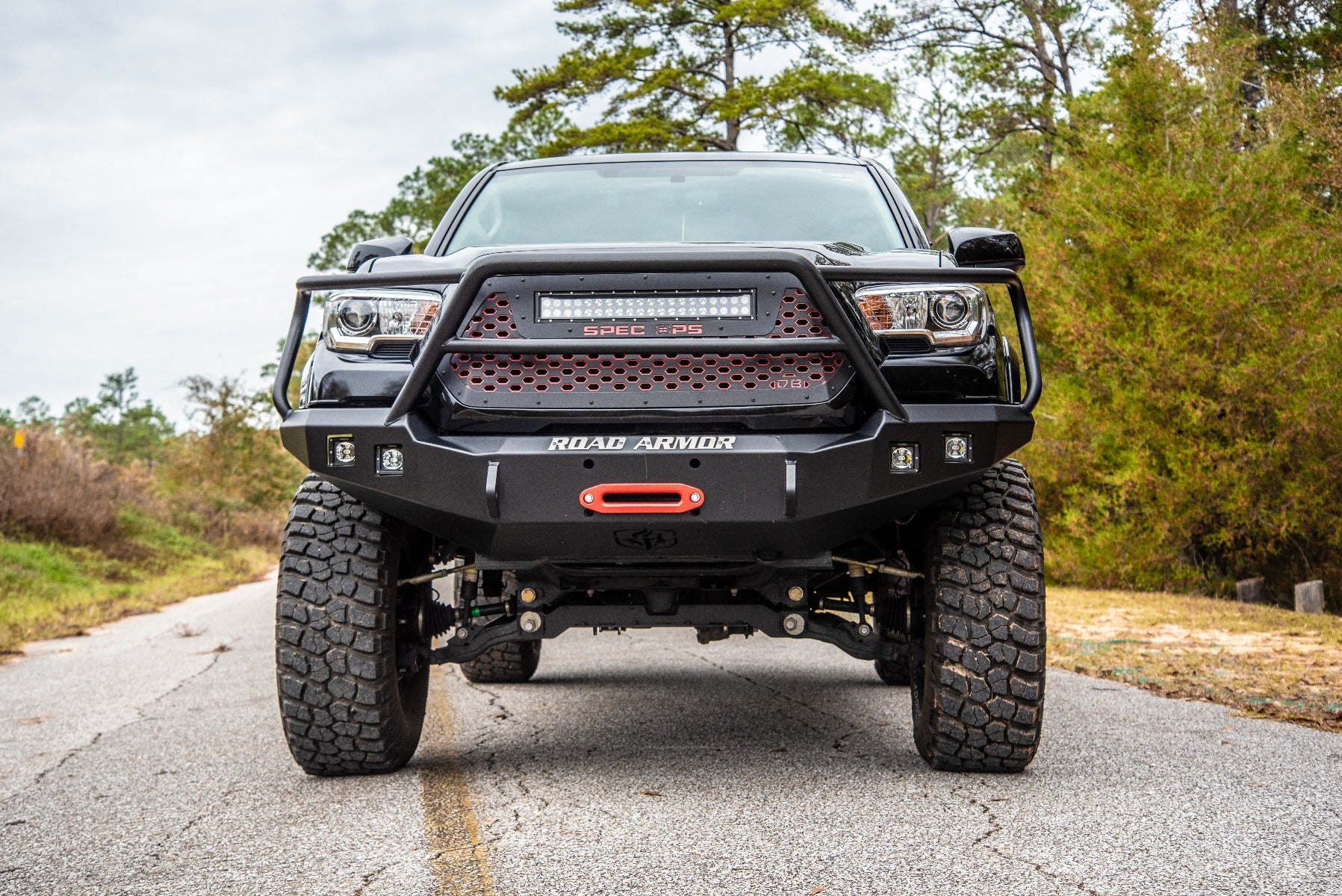 2016-2021 Toyota Tacoma Stealth Front Winch Bumper Lonestar Guard - Texture Black Warn M8000 Or 9.5Xp