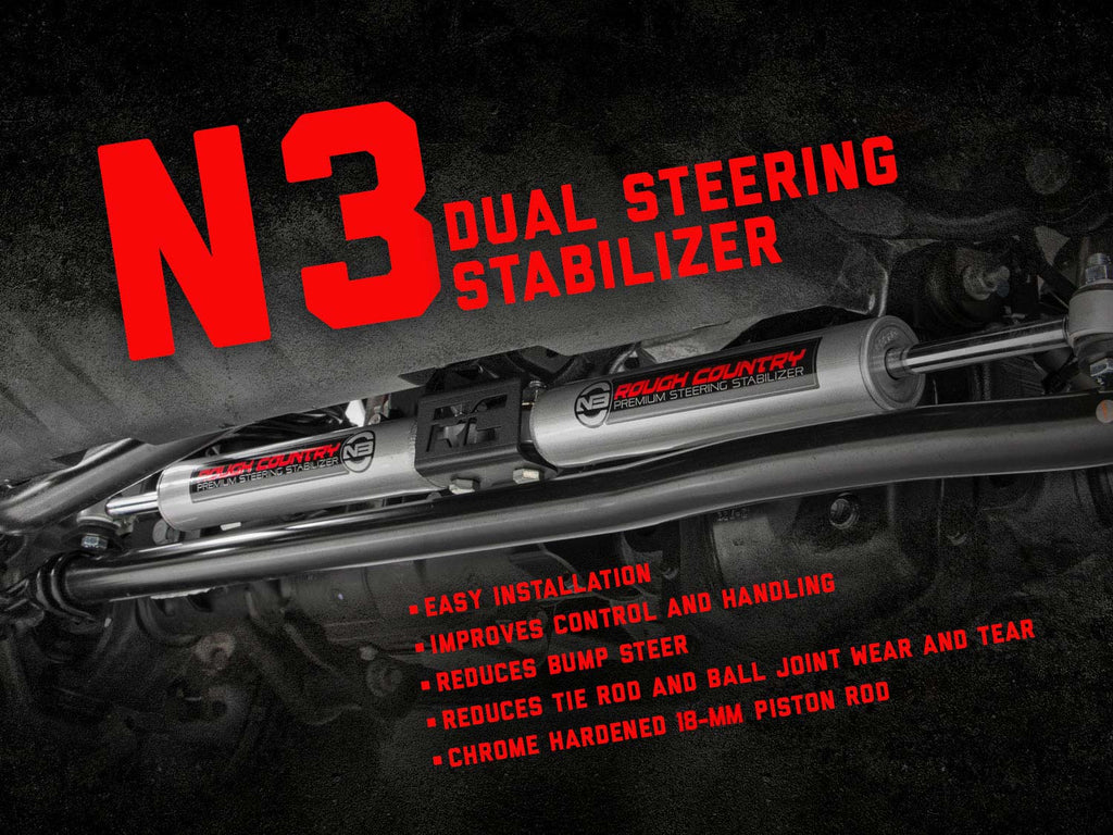 N3 Steering Stabilizer | Dual | 2-8 Inch Lift | Ford Super Duty (05-22)