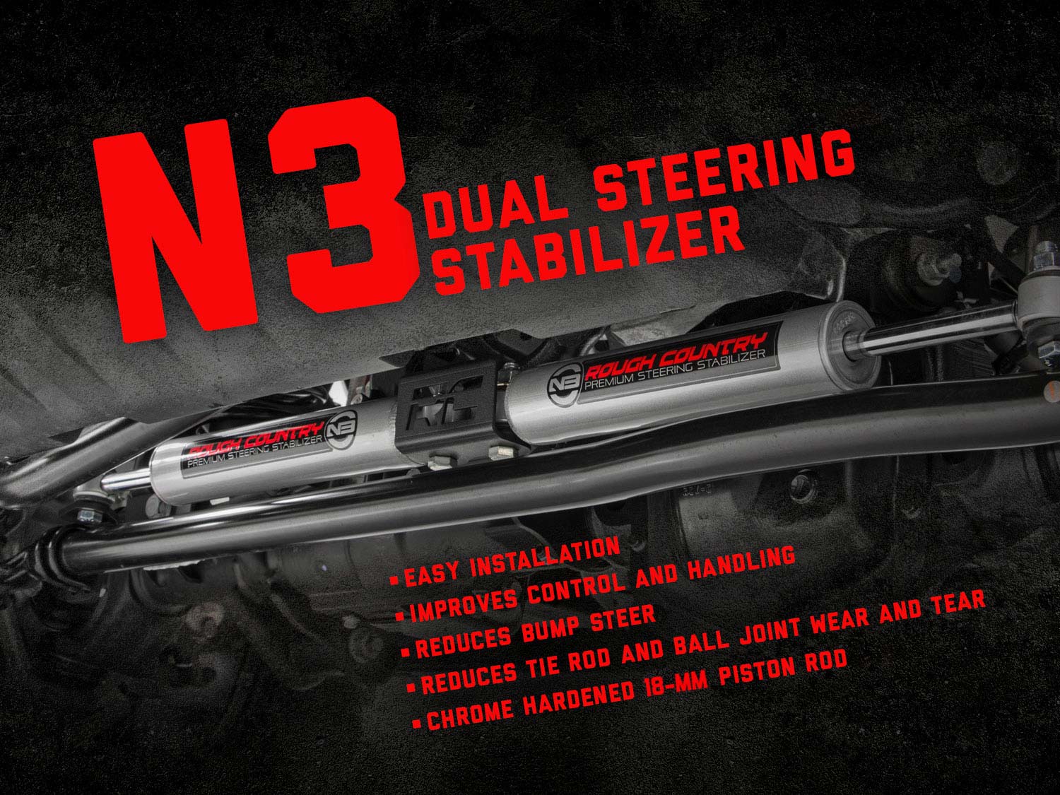 N3 Steering Stabilizer | Dual | 2-8 Inch Lift | Ford Super Duty (05-22)