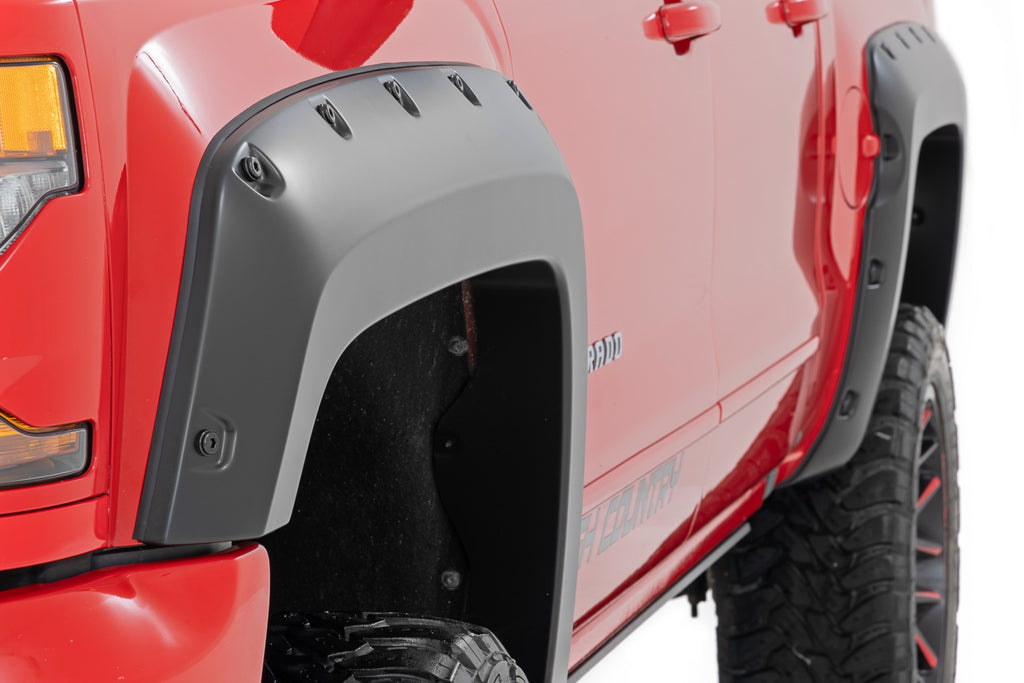 Pocket Fender Flares | 6'7" & 8' Bed | G1C Overcast | Chevy Silverado 1500 (14-18)/2500HD