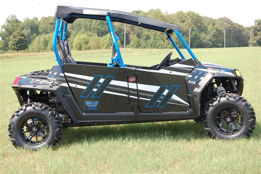 Trail Armor Genx Four Door Graphics Kit - 2014 Rzr4 800 Le Stealth Black Voodoo Blue
