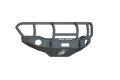 The 2006-2014 Toyota FJ Cruiser Stealth Front Winch Bumper with Titan II Guard in texture black features a three-bar grille guard, fog light cutouts, license plate space, and white ROAD ARMOR text above a shield logo on the front center.