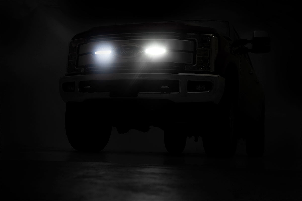 Rough Country LED Light | Grille Mount | 8" Black Pair | Ford Super Duty (17-19)