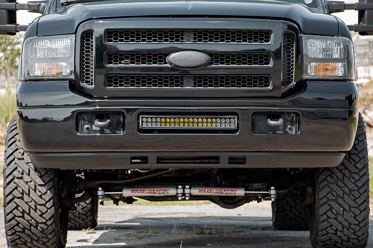 Rough Country LED Light | Bumper Mount | 2" Black Dual Row | White DRL | Ford Super Duty (05-07)