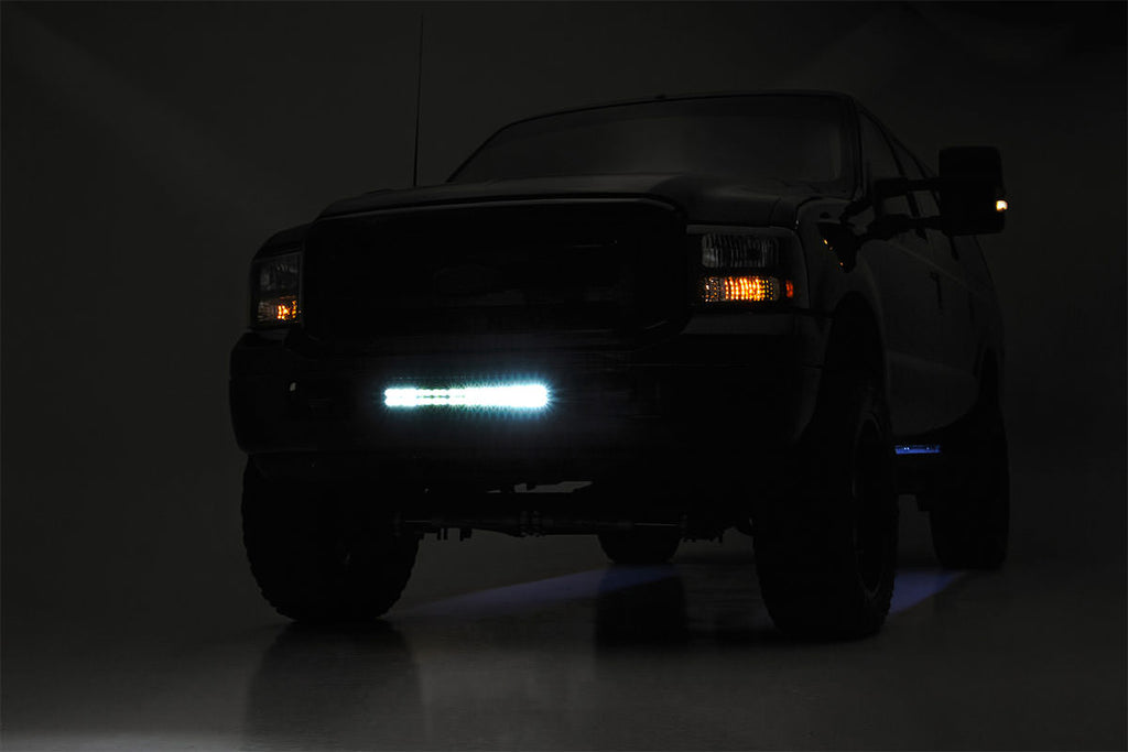 Rough Country LED Light | Bumper Mount | 20" Chrome Dual Row | Amber DRL | Ford Super Duty (05-07)