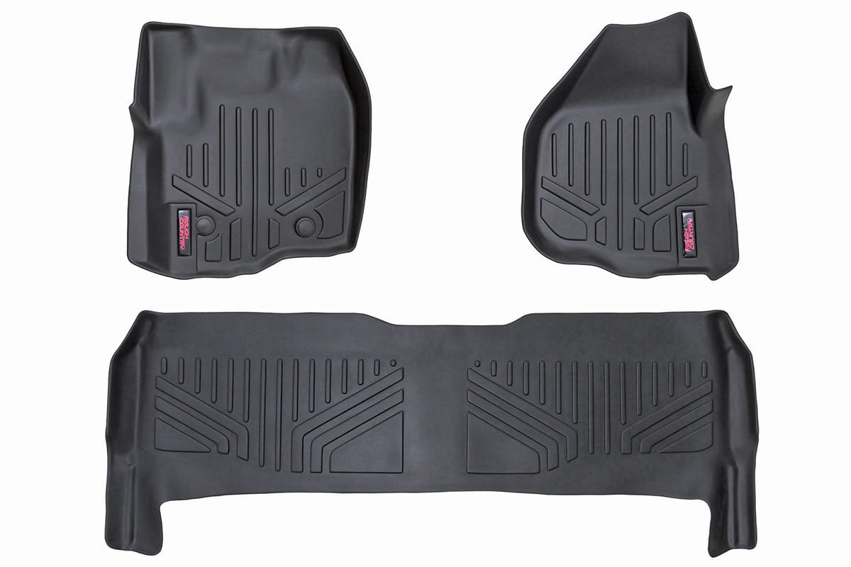 Rough Country Floor Mats | FR & RR | Raised FR Pedal | Ford Super Duty (12-16)