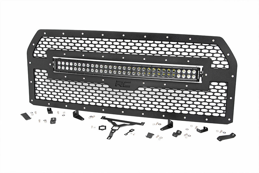 Rough Country Mesh Grille | 30" Dual Row LED | Black | Ford F-150 2WD/4WD (15-17)