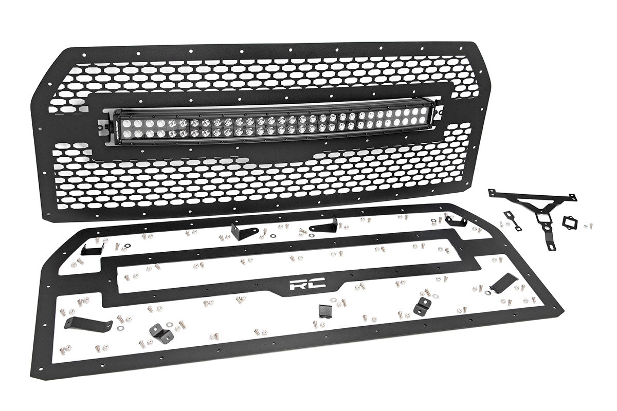 Rough Country Mesh Grille | 30" Dual Row LED | Black | Ford F-150 2WD/4WD (15-17)