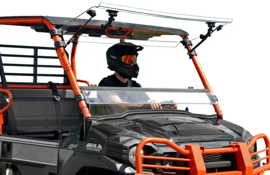 Kawasaki Mule Pro Fxt/Dx/Dxt Scratch Resistant Flip Windshield