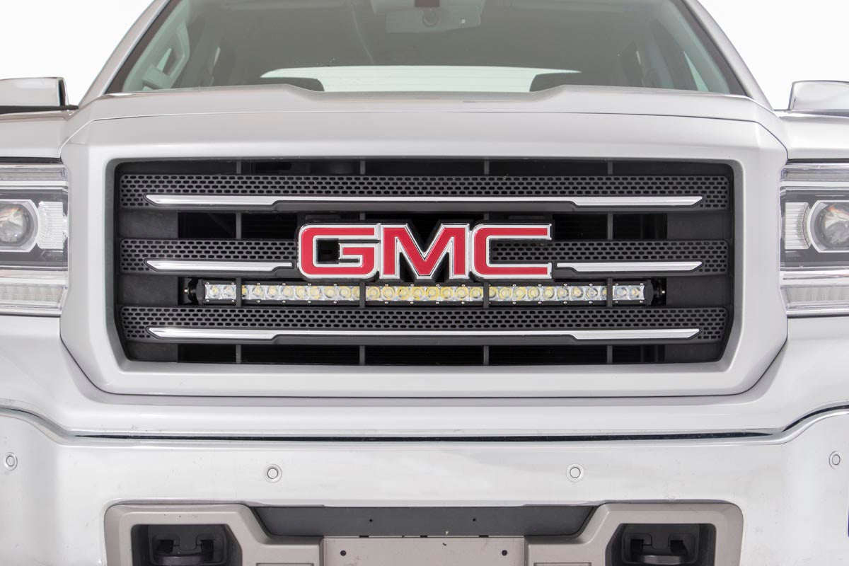 Rough Country LED Light | Behind Grille Mount | 30" Chrome Single Row | Chevy/GMC 1500 (14-18)