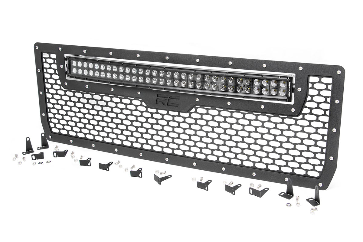 Rough Country Mesh Grille | 30" Dual Row LED | Black | GMC Sierra 1500 (14-15)