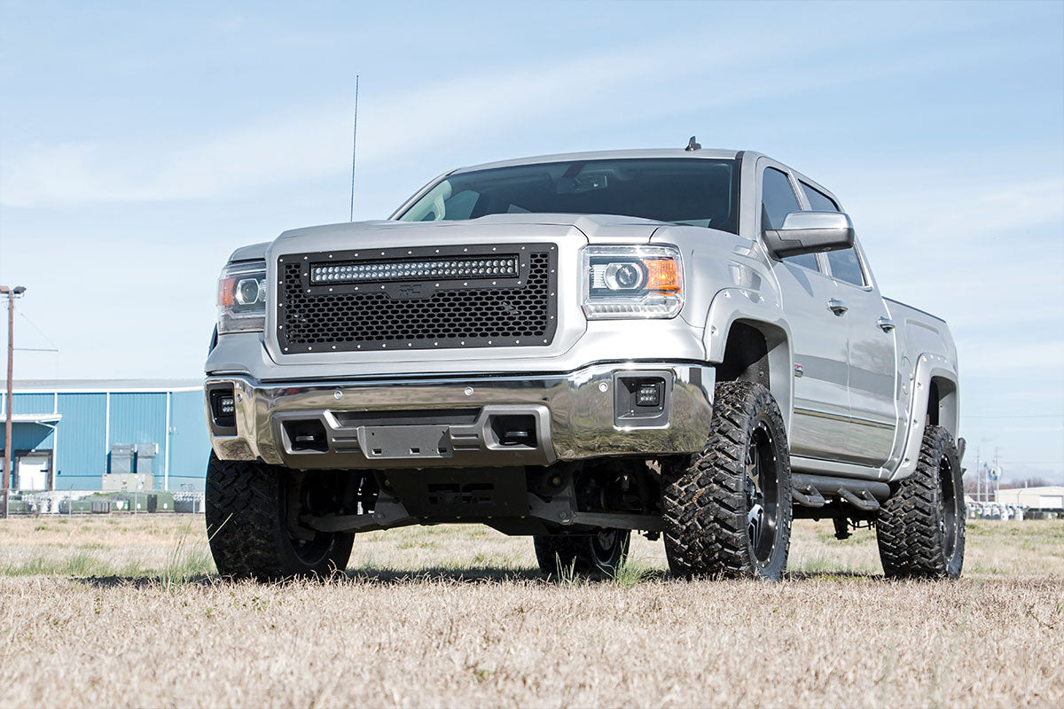 Rough Country Mesh Grille | 30" Dual Row LED | Black | GMC Sierra 1500 (14-15)