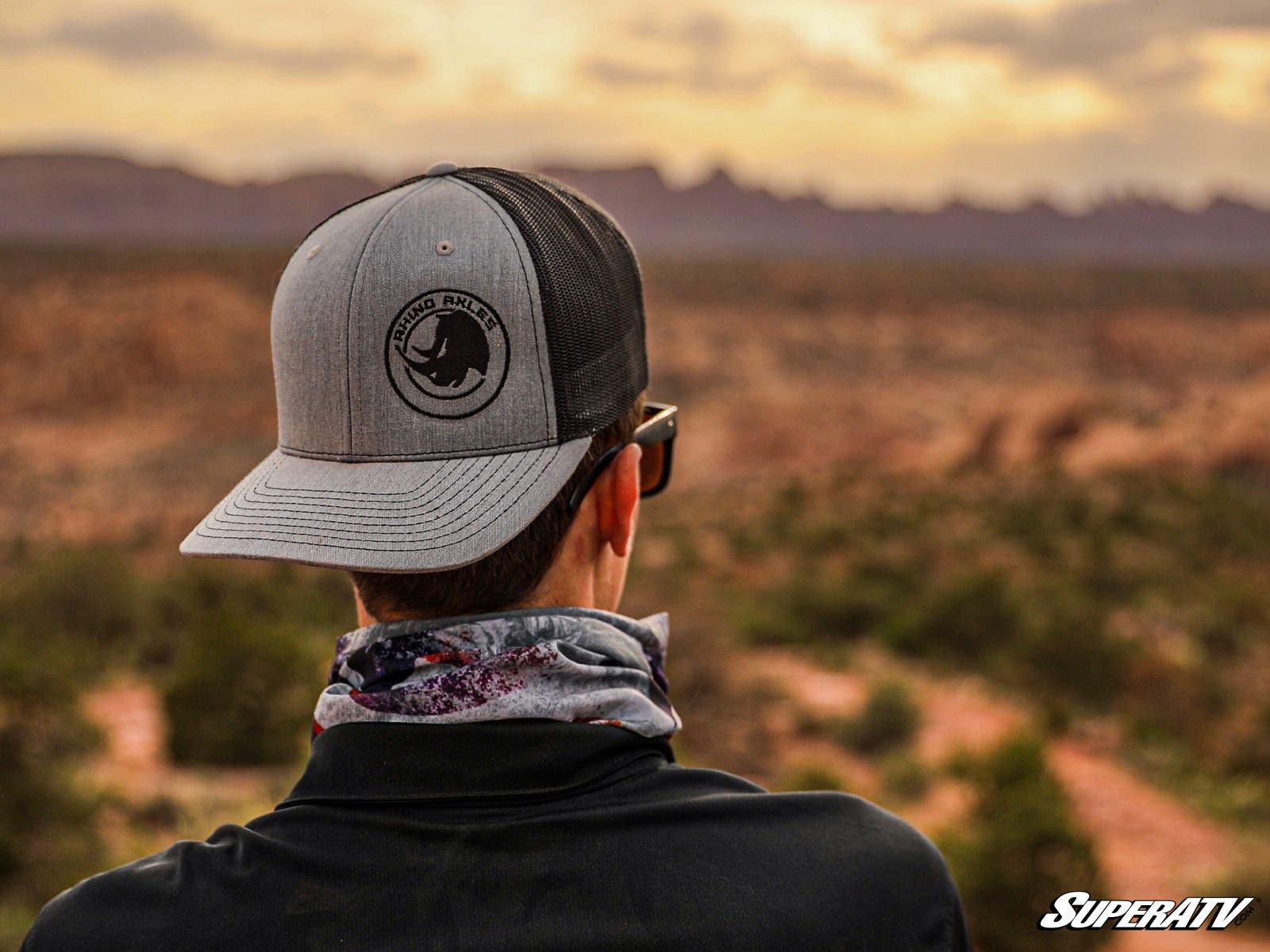 Gray and Black Rhino Axles Trucker Hat - Offroad Armor