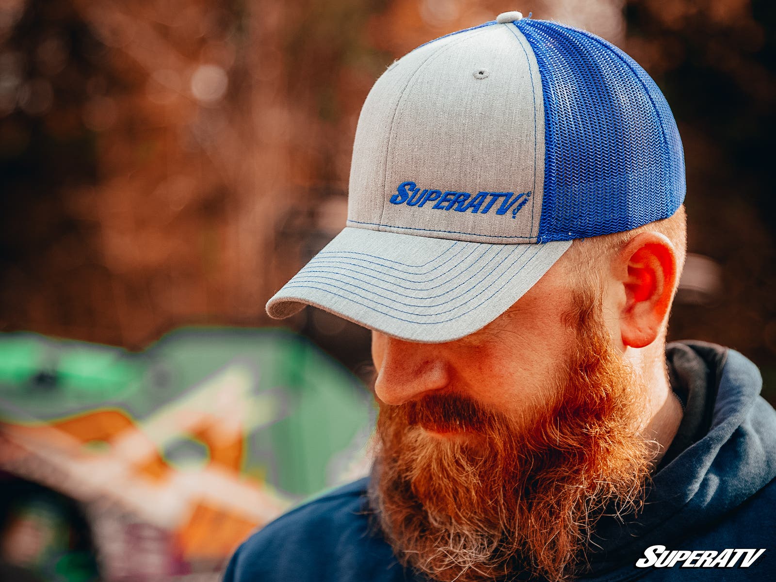 Gray and Blue SuperATV Trucker Hat - Offroad Armor