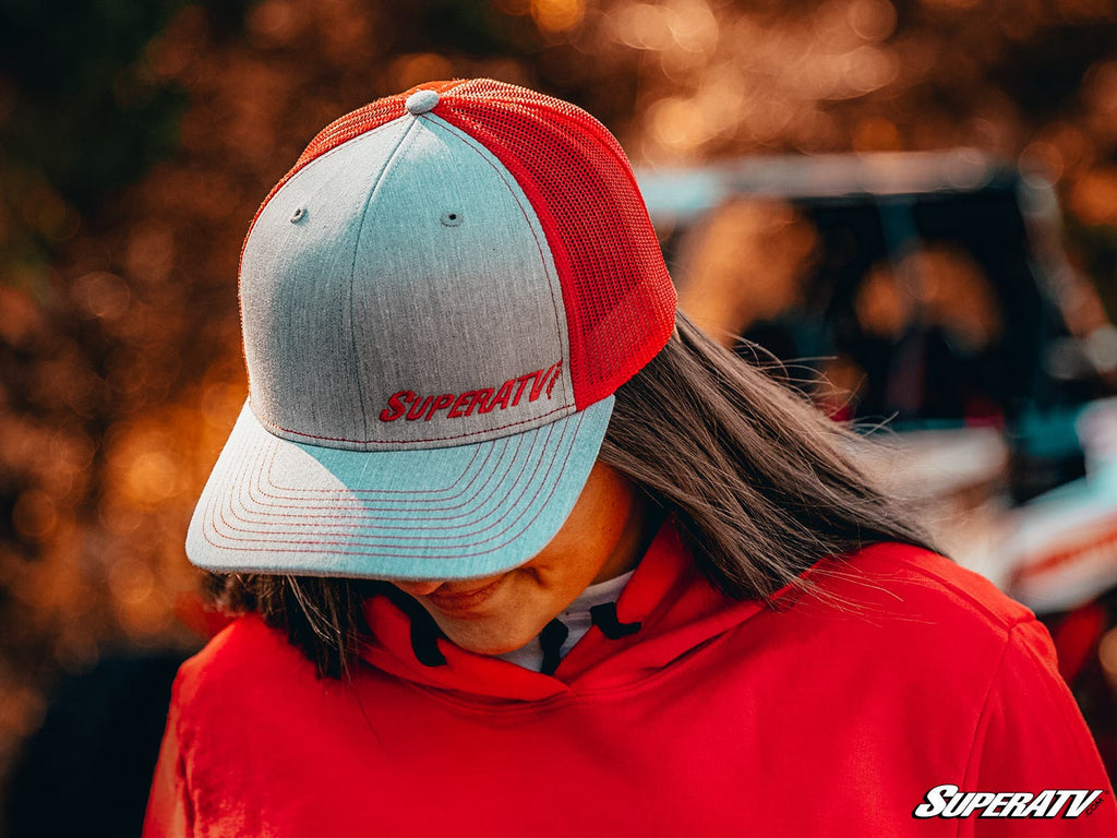 Gray and Red SuperATV Trucker Hat - Offroad Armor