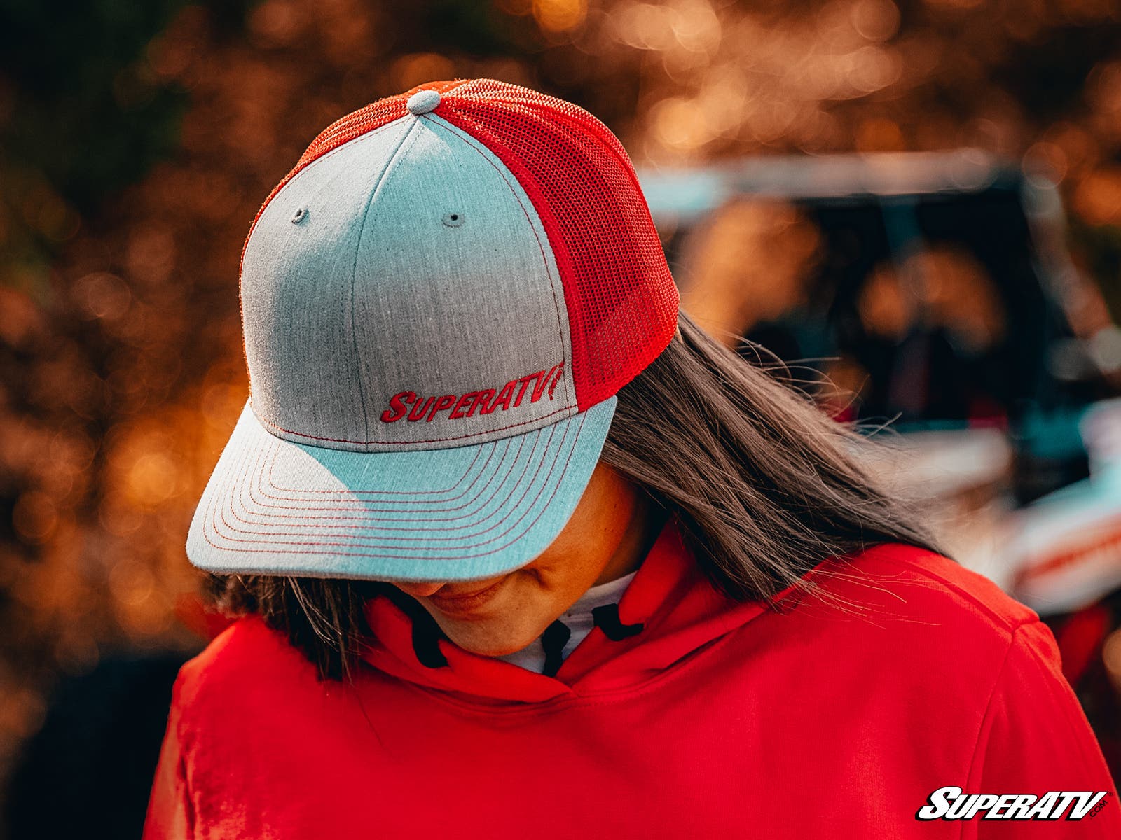 Gray and Red SuperATV Trucker Hat - Offroad Armor