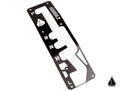 A black metal Assault Industries Shifter Gate Panel Kit for Can Am Maverick X3 with P R N H L cutouts, geometric logo designs, labeled KASSHULT at the top, multiple screw holes, white background, and a small triangle logo bottom right.
