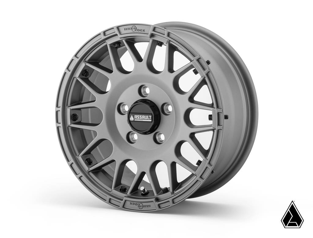 Intimidator Tires 34x10x15 on 15" Matte Titanium Hellfire Wheels 5/4.5 Pattern
