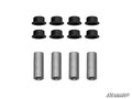 Eight black cylindrical bushings and four silver metal sleeves for Honda Pioneer 500 / 700 UHMW A-Arm Front Lower Bushings are arranged on a white background, with the SuperATV logo in the bottom right corner.