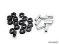 Honda Talon 1000 A-Arm Bushings are shown: black rubber bushings with central holes and silver cylindrical metal spacers, all arranged on a white background. SuperATV logo appears in the lower right corner.
