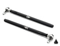 Two black Assault Industries UHD 7075 Tie Rods for the Honda Talon 1000X, each with silver adjustable joints and a central triangular logo, are laid parallel on a white background. The same logo appears in the image’s bottom right corner.