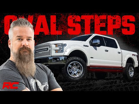 Rough Country Oval Nerf Step | Crew Cab | Black | Ford F-150 (15-23)/F-150 Lightning (2022)