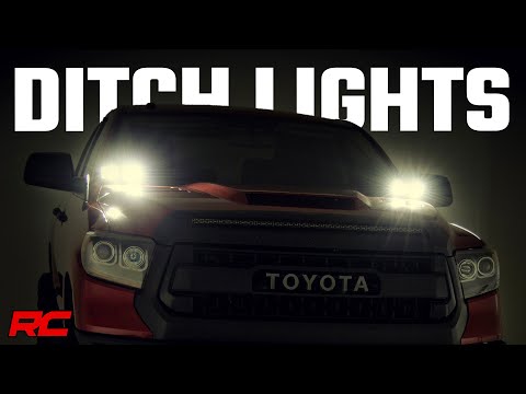 Rough Country LED Light | Ditch Mount | Dual 2" Black Pairs | White DRL | Toyota Tundra (14-21)