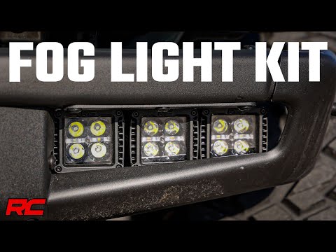 Rough Country LED Light | Fog Mount | Triple 2" Black Pair | Amber DRL | Ford Bronco (21-23)