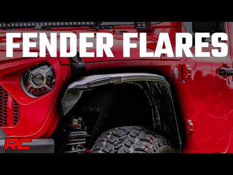 Rough Country High Clearance LED Flat Fender Flare Kit | UV Treated | | Jeep Wrangler JL (18-23)