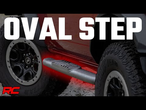 Rough Country Oval Nerf Steps | 2-Door | Black | Ford Bronco (2 Door) 4WD (21-23)