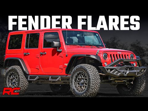 Rough Country High Clearance LED Flat Fender Flare Kit | UV Treated | Jeep Wrangler JK (07-18)
