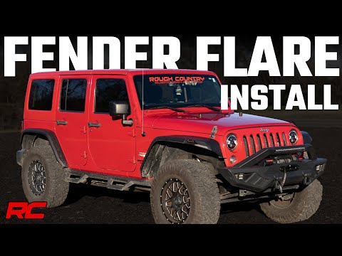 Rough Country High Clearance LED Flat Fender Flare Kit | UV Treated | Jeep Wrangler JK (07-18)