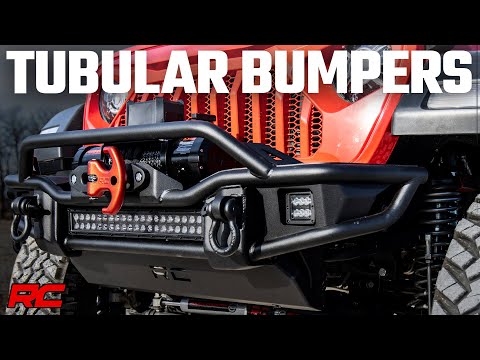Rough Country Front Winch Bumper | Tubular | Skid Plate | Jeep Gladiator JT/Wrangler JK & JL