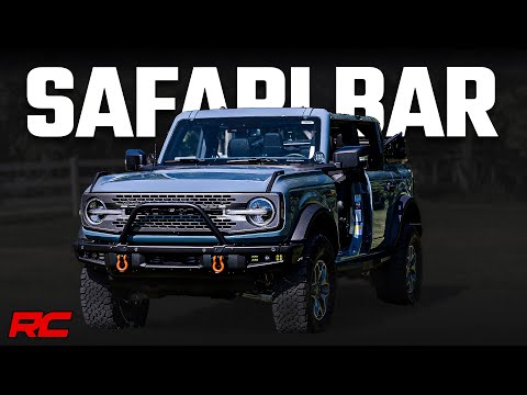 Rough Country Safari Bar | 3.5" Round LED (Pair) | Black | Amber DRL | OE Modular Steel | Ford Bronco 4WD (21-23)