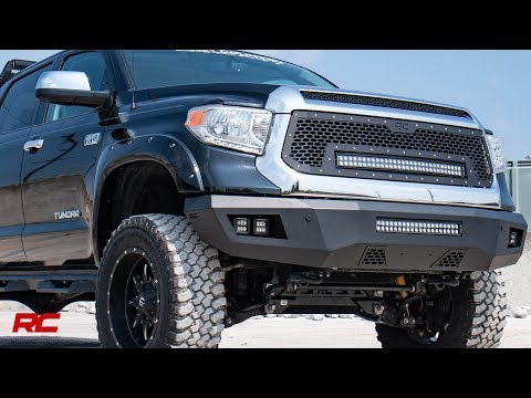 Rough Country Mesh Grille | 30" Dual Row LED | Black | White DRL | Toyota Tundra (14-17)