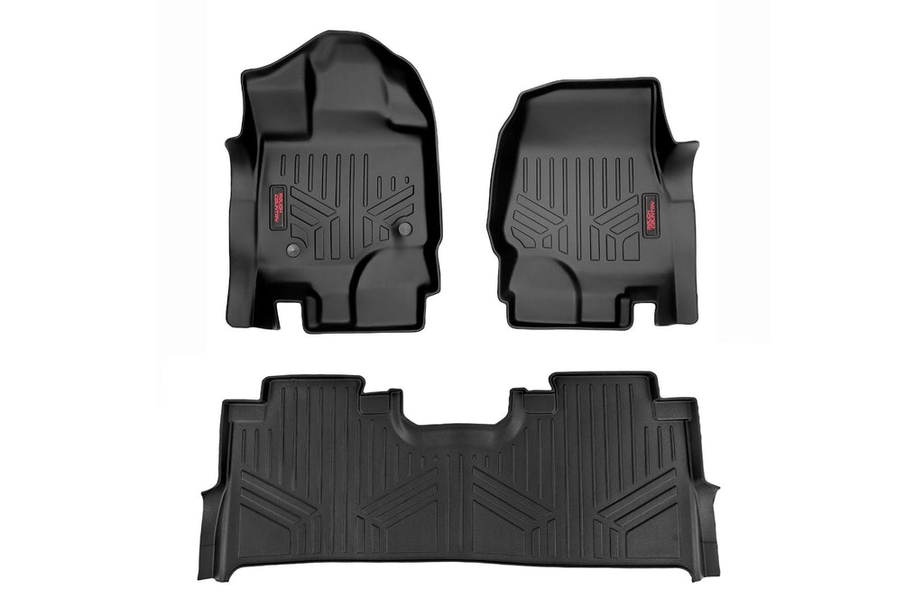 Rough Country Floor Mats | FR and RR | FR Buckets | w/Factory Under Seat Storage Ford F-150 2WD/4WD (2015-2023)