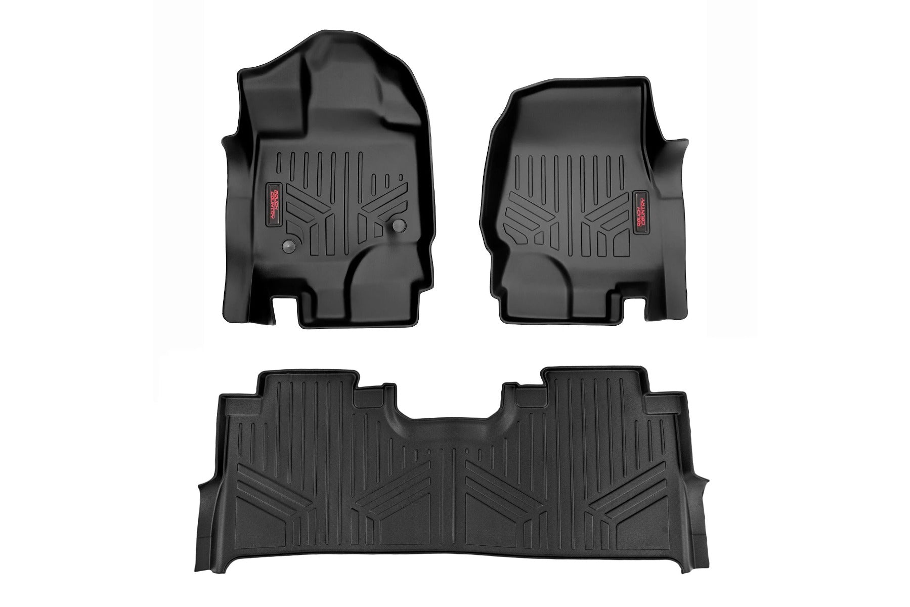 Rough Country Floor Mats | FR and RR | FR Buckets | w/Factory Under Seat Storage Ford F-150 2WD/4WD (2015-2023)