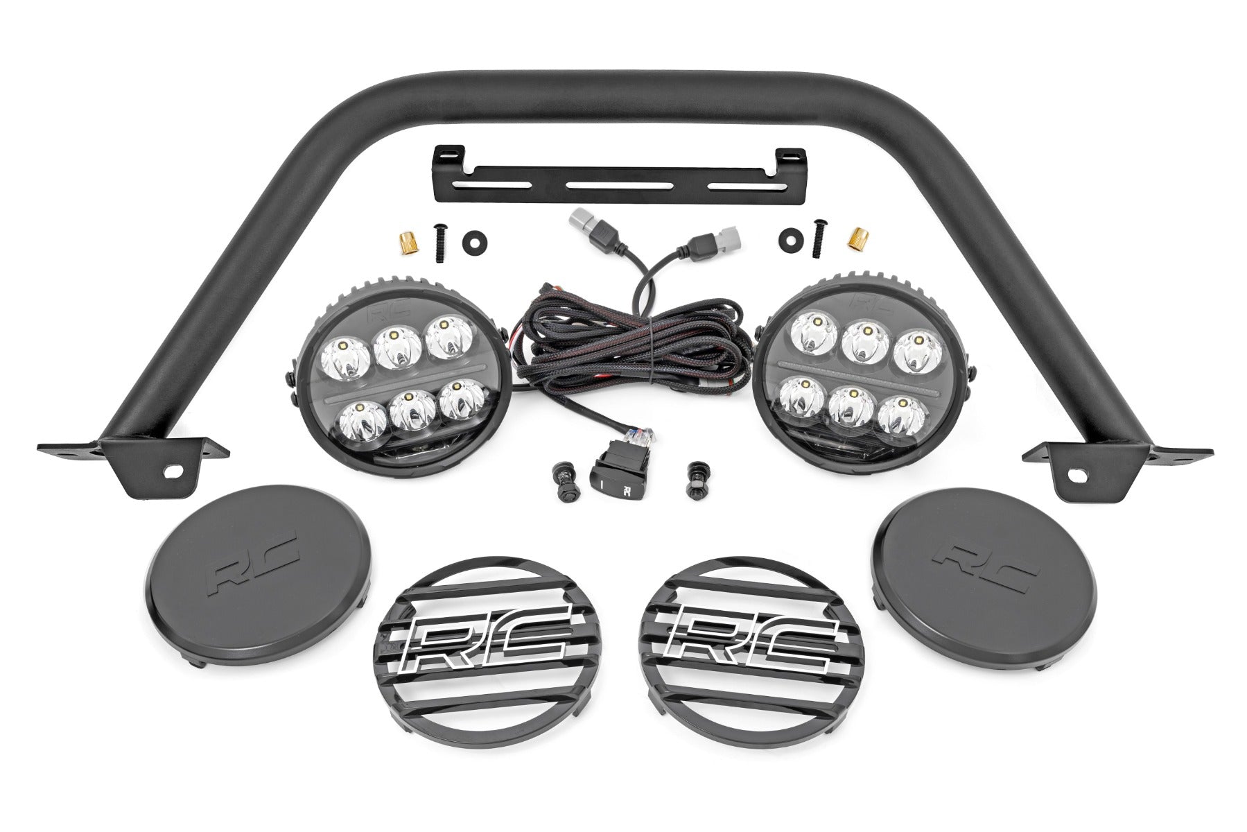Rough Country Safari Bar | 6.5 Inch Round LED | OE Modular Steel | Ford Bronco (21-23)