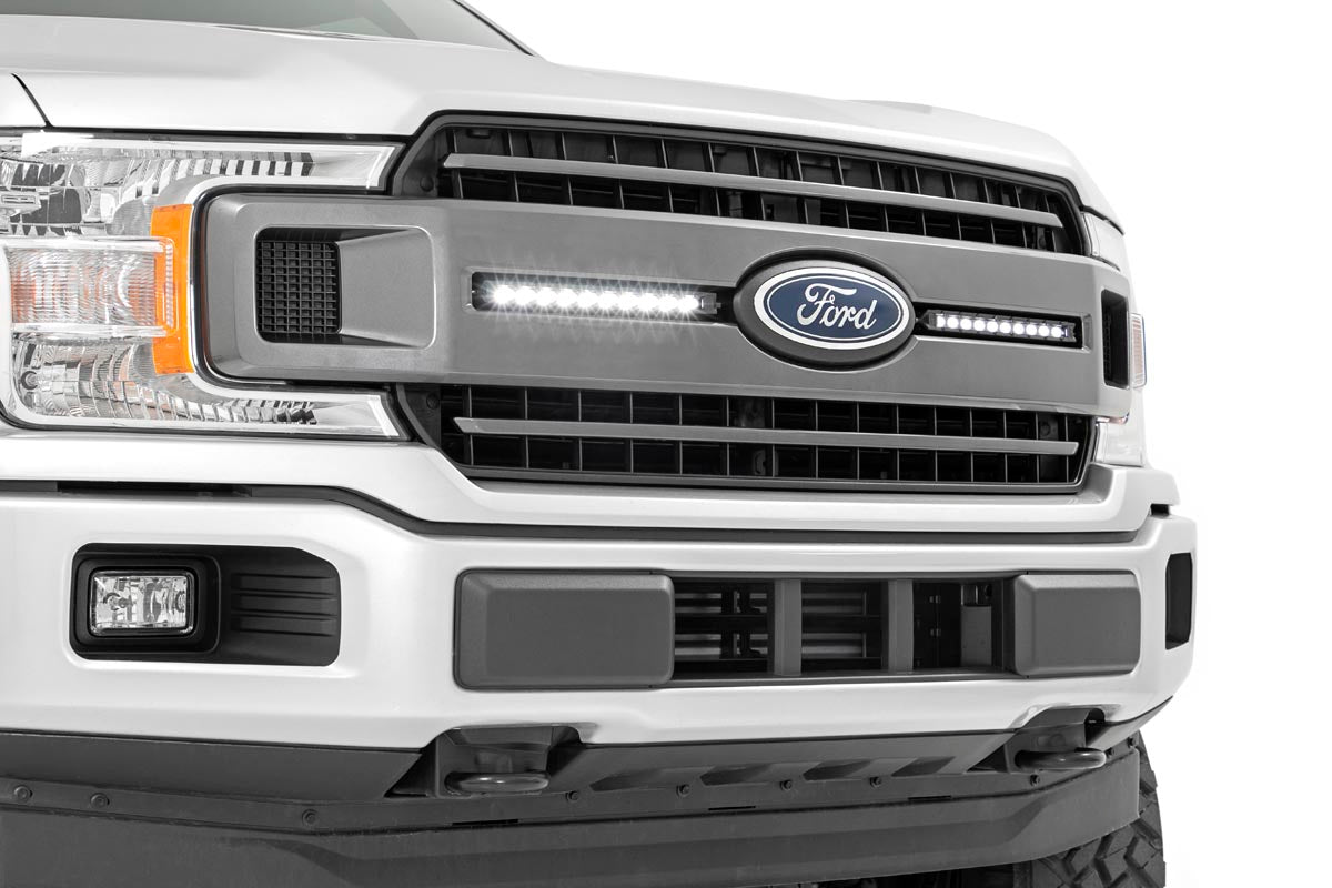 Rough Country LED Light | Grille Mount | 10" Black Slimline Pair | Ford F-150 (18-20)